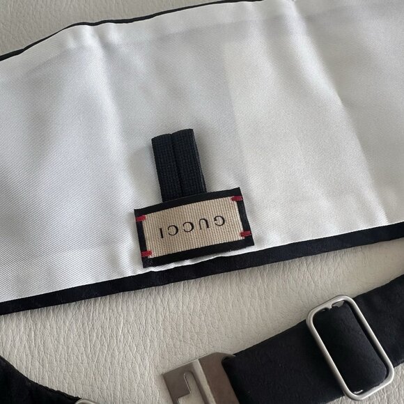 NEW GUCCI SILK CUMMERBUND Black Sz M 100% Authentic Made In Italy GG - Picture 7 of 14